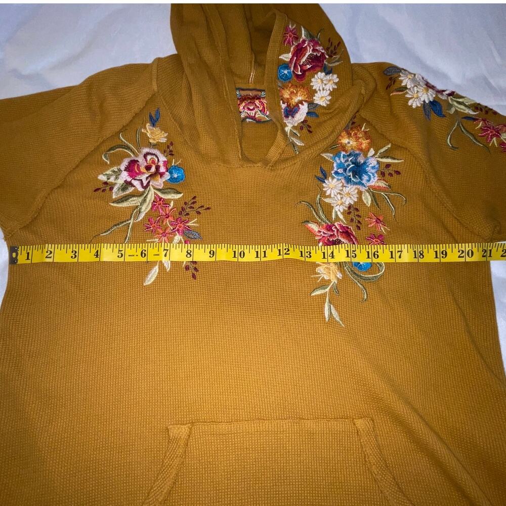 Johnny Was Mustard Embroidered Hoodie Tunic - Picture 8 of 11